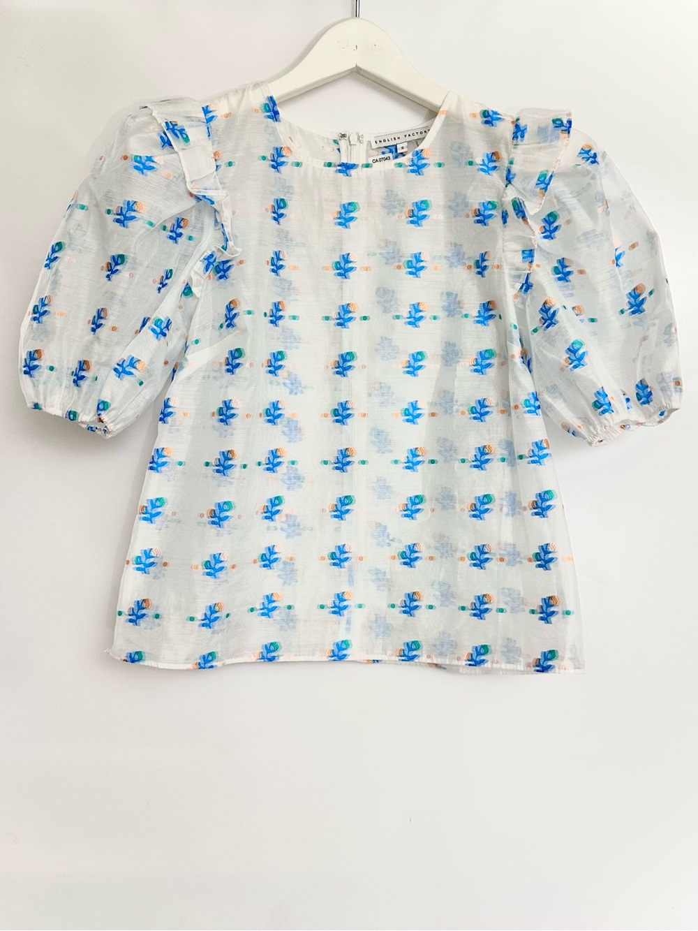 English Factory Sheer Puff Sleeve Blouse